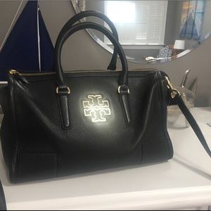 Tory Burch Britten Satchel Black Leather Handbag